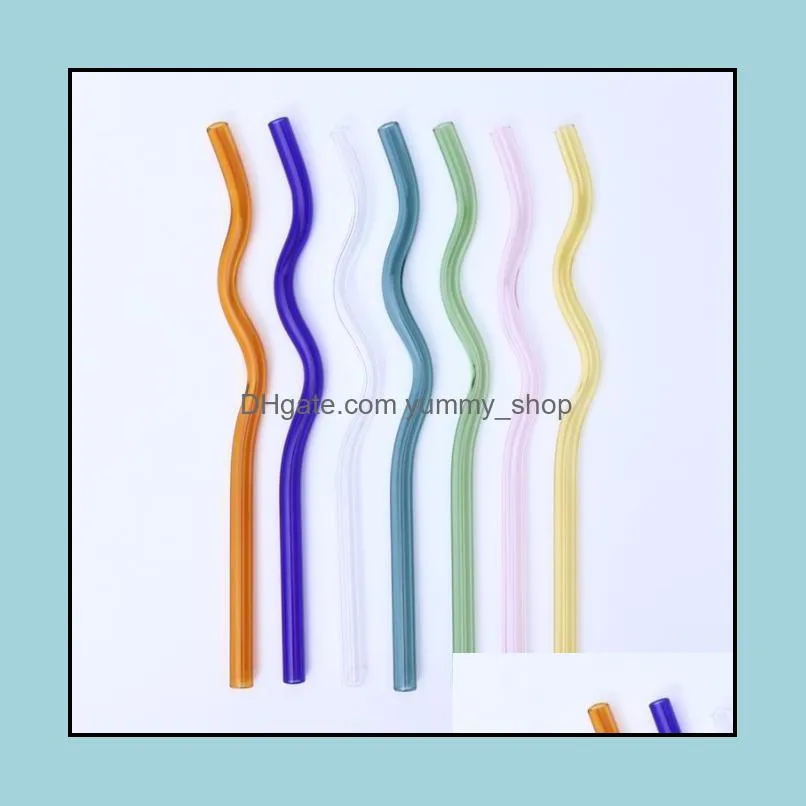 200mm reusable eco borosilicate glass drinking straws high temperature resistance clear colored bent straight milk cocktail straw
