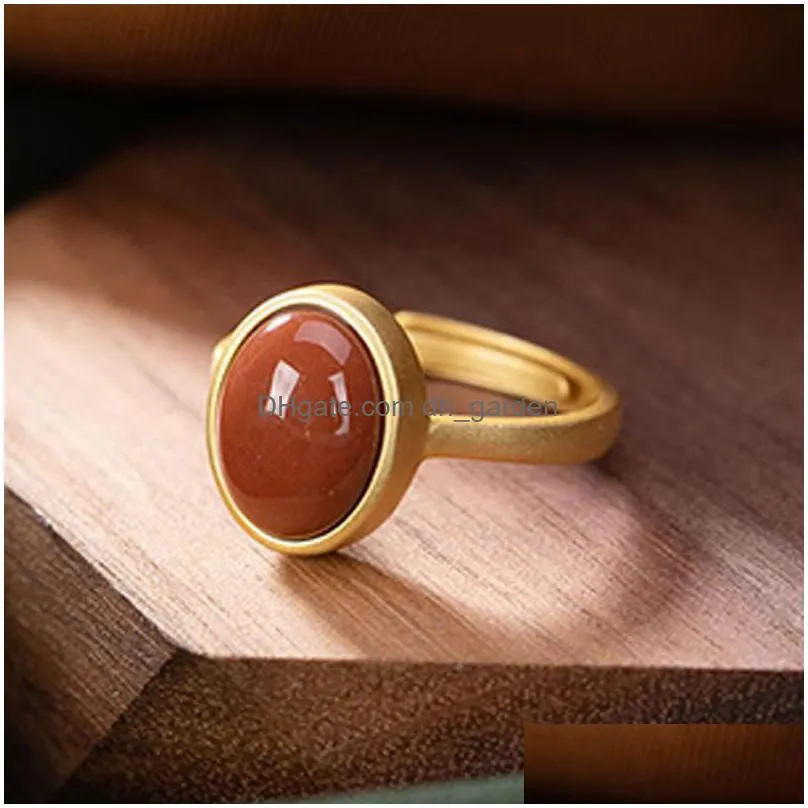 cluster rings bague ringen s925 ring for women pure solid silver 925 jewelry natural gemstone red agate gold plated resizable anniversary