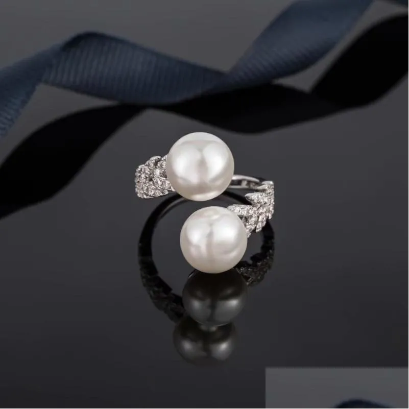 cluster rings trend ring petal pearl opening leaves buds simple charm party female jewelry
