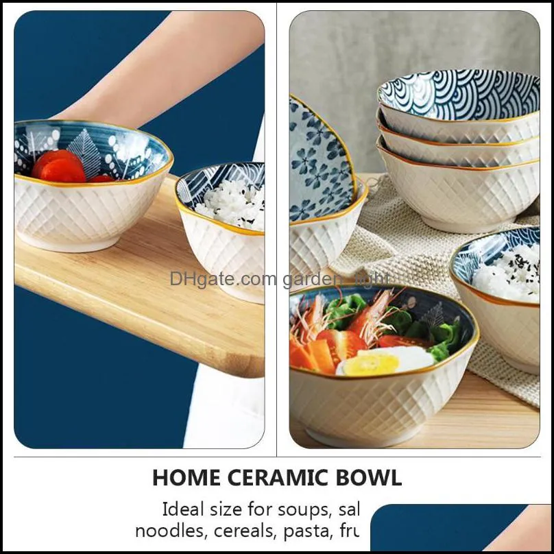 bowls 4pcs household ceramic rice japanese soup noodle assorted color