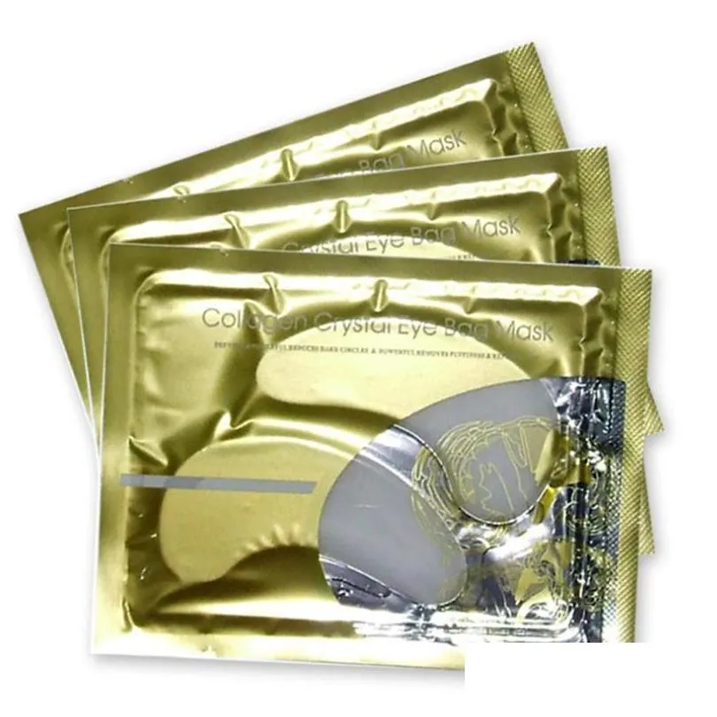 english version white/gold eye care pad moisturizing essence crystal collagen mask eye facial care beauty cosmetics