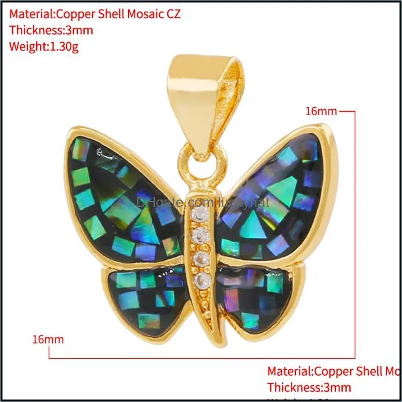 pendant necklaces tendy butterfly insect figurines production abalone shell chips charm decoration accessories for women diy jewelry