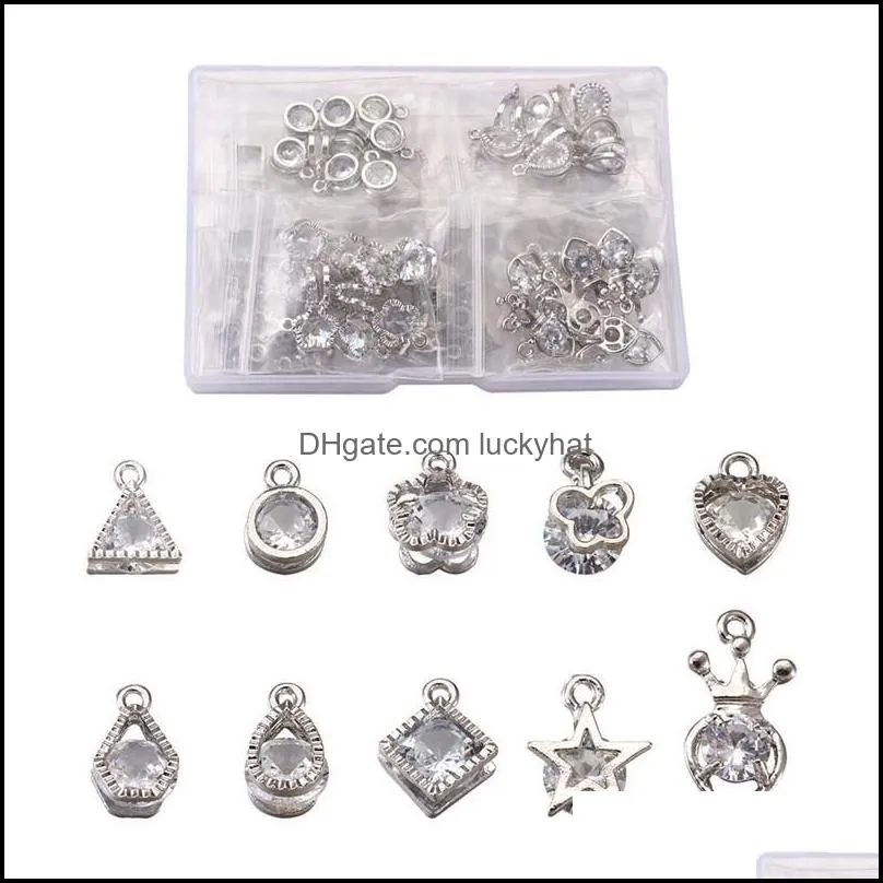 charms pandahall alloy pendant crystal clear cubic zirconia dangling for jewelry making diy bracelet necklace accessoriescharms