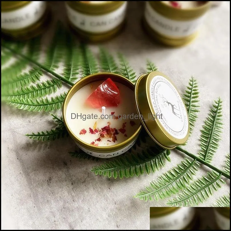 aromatherapy crystal dry flower candle with gift box golden/silver tins scented candles parfumee home decoration collection item