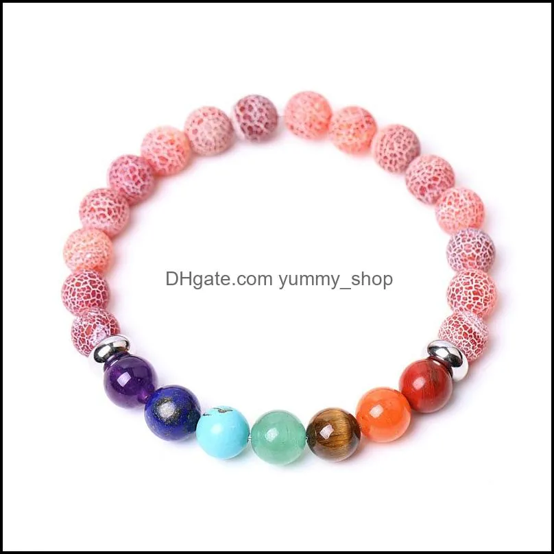 7 chakra 8mm red weathered agate stone beaded strand bracelet round beads bracelets healing energy yoga bracelet for men yummyshop