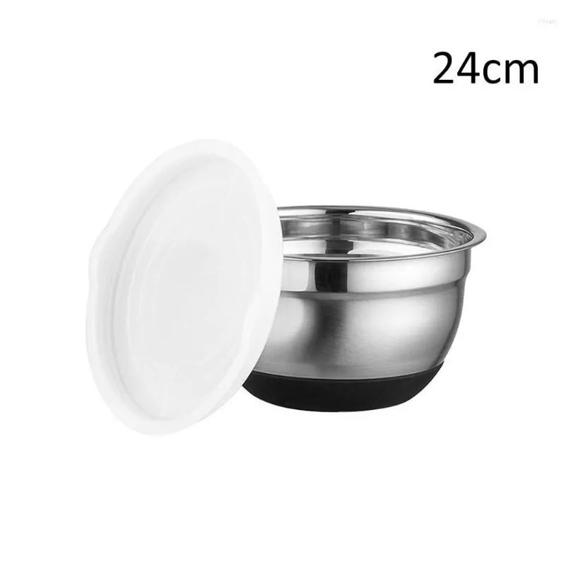 bowls 18cm/20cm/24cm stainless steel mixing bowl with lid nonslip kitchen cooking tools for diy cake bread pastries salad mixer