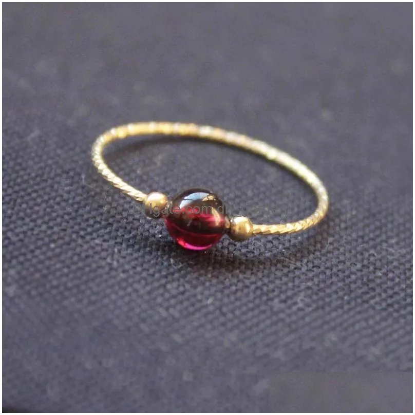 cluster rings 14k gold filled natural garnet knuckle jewelry mujer bague femme handmade minimalism boho