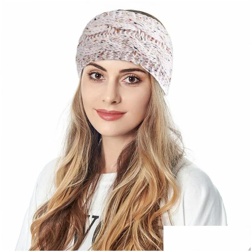 drop knitted headband winter women lady warmer crochet turban head wrap plush earflaps elastic headwrap hairbands