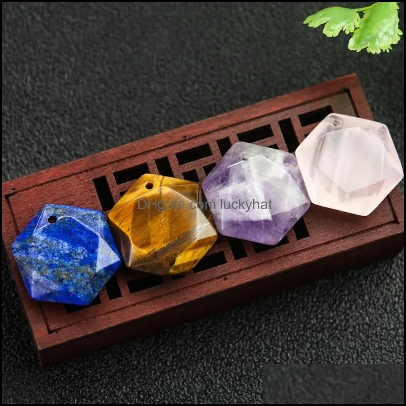 pendant necklaces natural gemstone hexagonal charm star of david crystal solomon metatron cube diy earring necklace jewelry