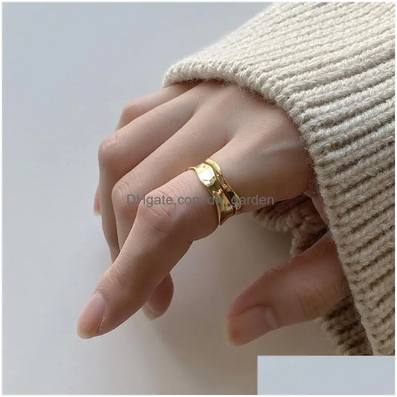 cluster rings gold color irregular double layer elegant for women wave shape 925 sterling silver party jewelry girl gift