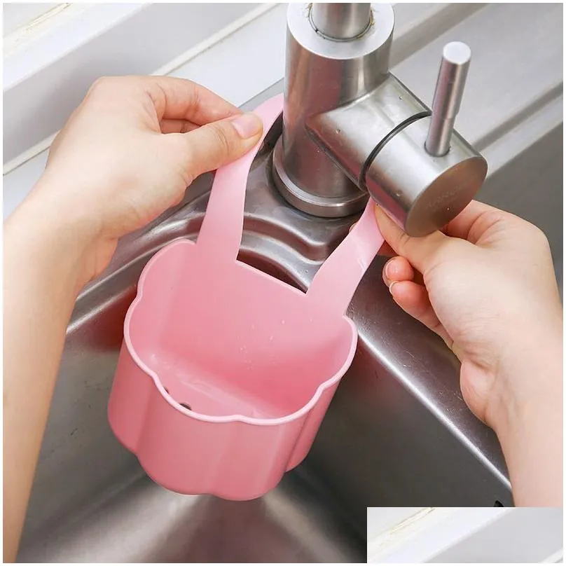 kitchen sink drain rack soap sponge holder hanging storage basket for bathroom adjustable faucet holder kitchen accessories