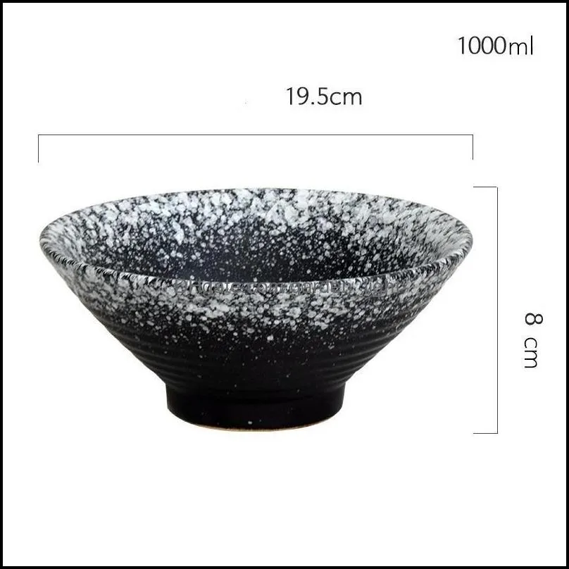 bowls japanese ceramic bowl household large ramen rice soup creative plate tableware set business hat