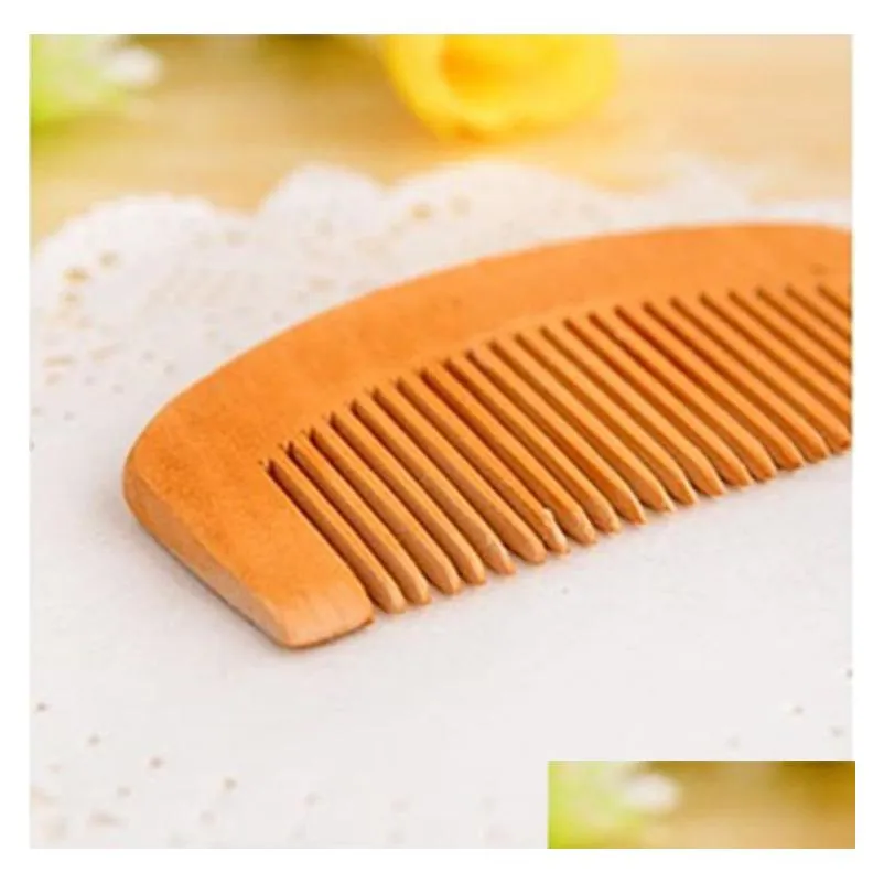  dhs wooden comb natural health peach wood antistatic health care beard comb pocket combs hairbrush massager hair styling tool
