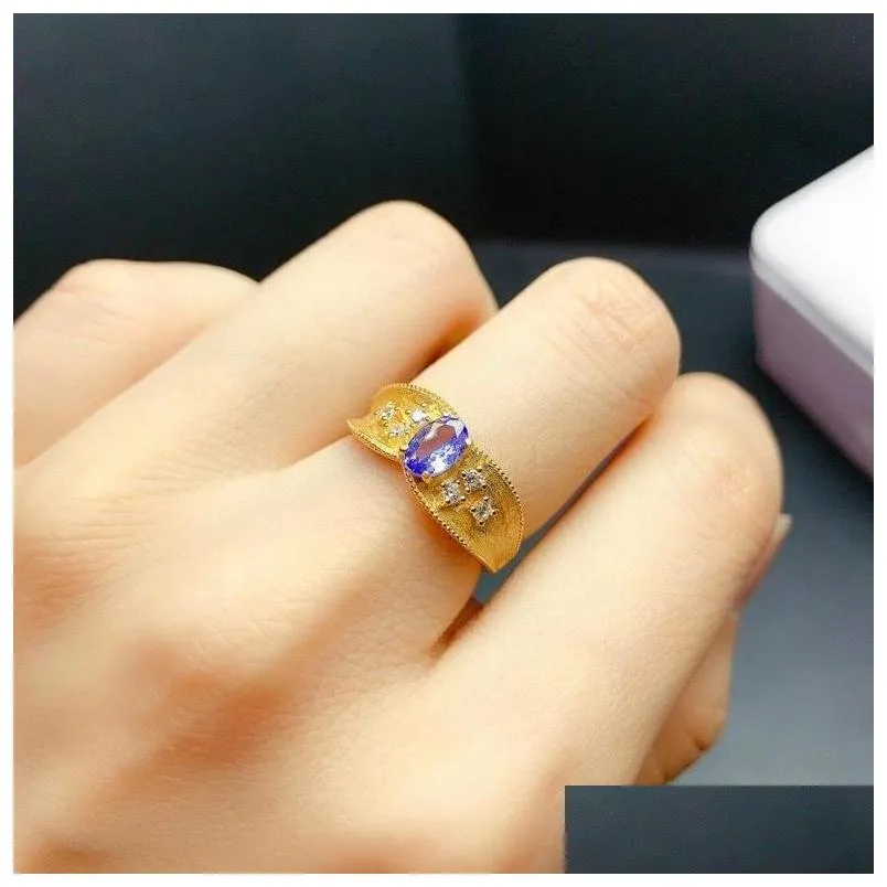 cluster rings kjjeaxcmy fine jewelry 925 sterling silver inlaid natural tanzanite womens exquisite and adjustable gem ring support de