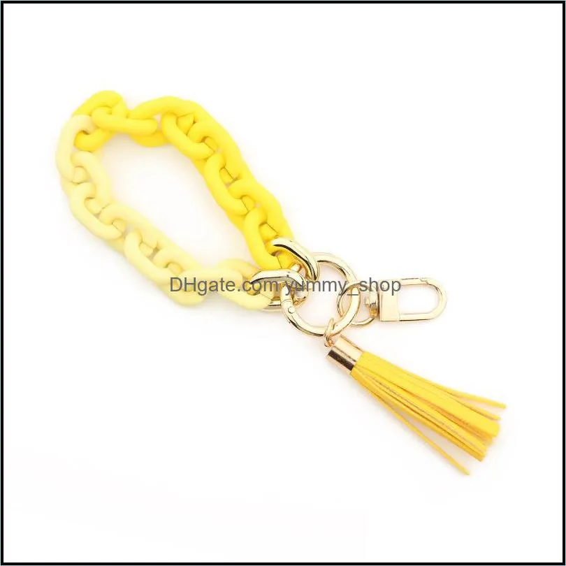 acrylic key chain resin tassel fashion key chain womens bag pendant available
