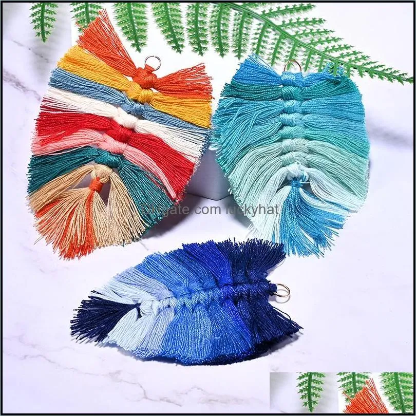 charms bohemian tassel handmade polyester pendant diy bag key keychain colorful fashion pendants for jewelry makingcharms