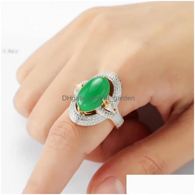cluster rings natural green hetian jade ring 925 silver jadeite chalcedony amulet fashion charm jewelry gifts for women her