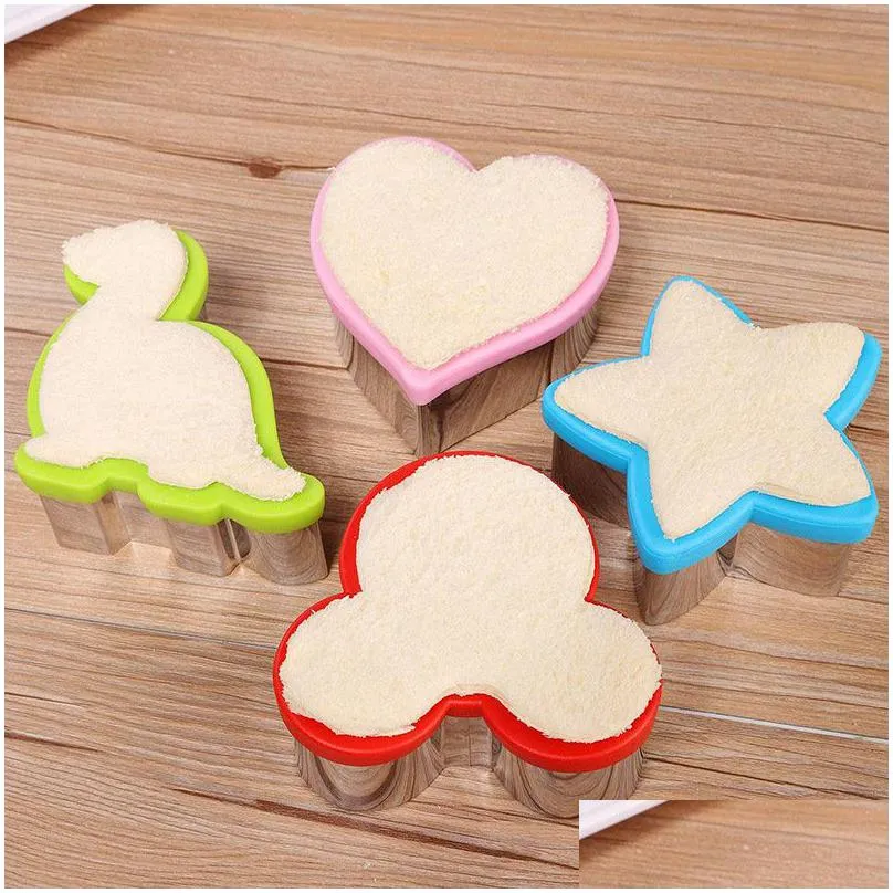 sandwich cutter set for kids easter animal dinosaur stainless steel bread mould metal forms cookie cutters biscuit mold tools