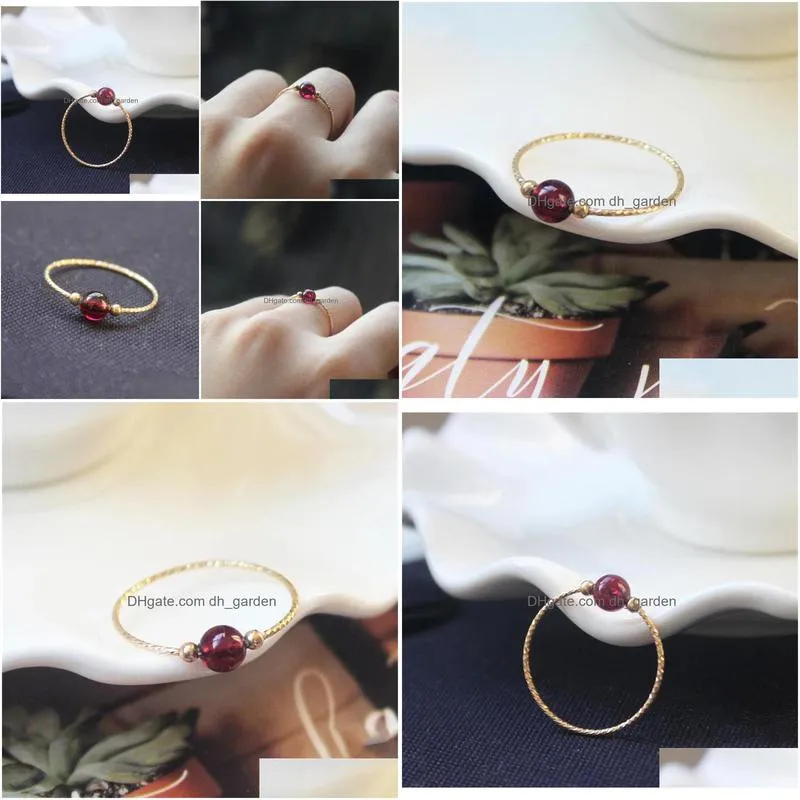 cluster rings 14k gold filled natural garnet knuckle jewelry mujer bague femme handmade minimalism boho