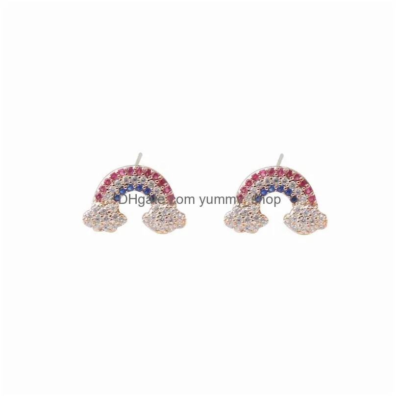 fashion jewelry s925 silver post cloud earrings colorful zircon stud earrings