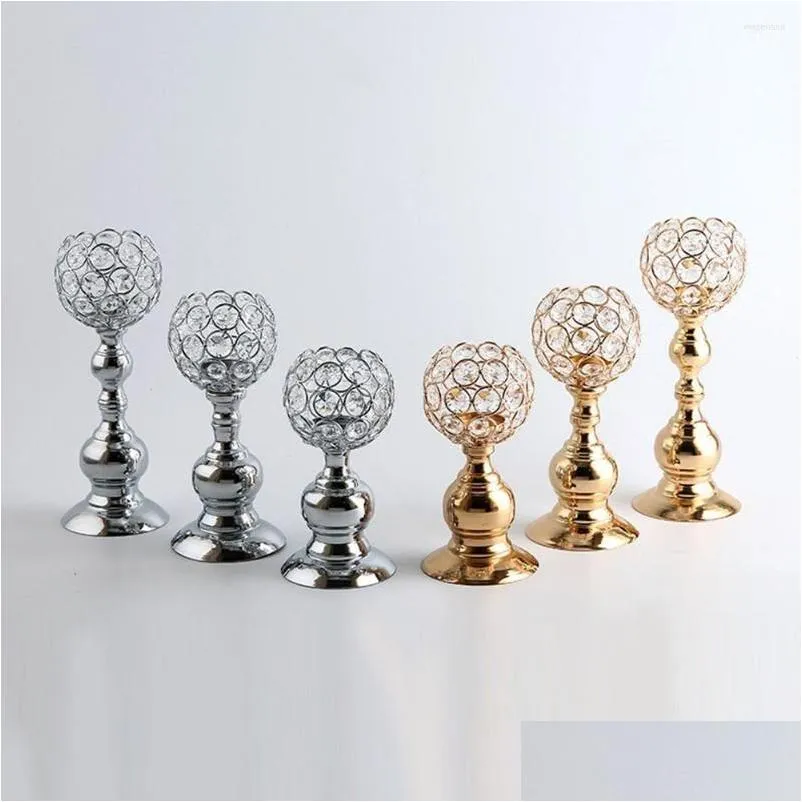 candle holders 1pc creative retro crystal candlestick metal craft holder tea light centerpieces home decoration