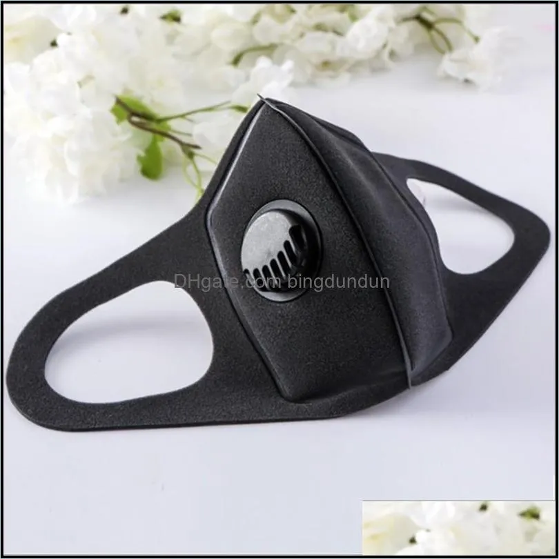 unisex face mask mouth masks with breathing valve three dimensional black respirator earloop reusable dustproof 6 98mh uu