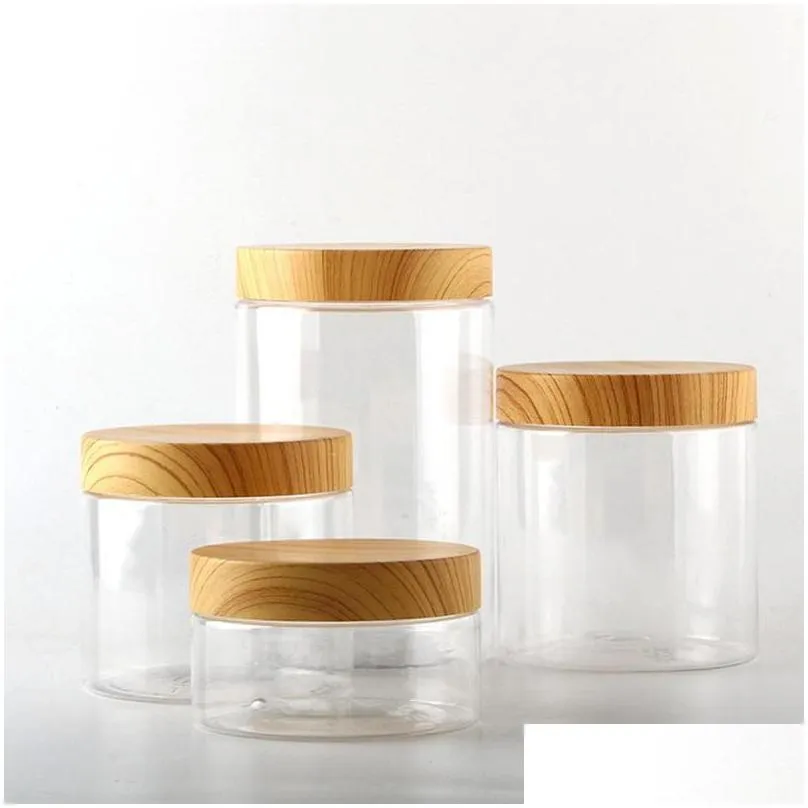 empty plastic bottle body 200ml / 300ml 400ml 500ml with container tea bottles lid kitchen storage coffee wooden o4g9 jars