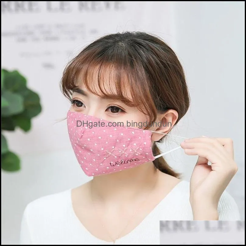 riding dust mask letter welcome dot prints windproof anti saliva splashing protective face mouth masks civil respirators mascherine 4ch