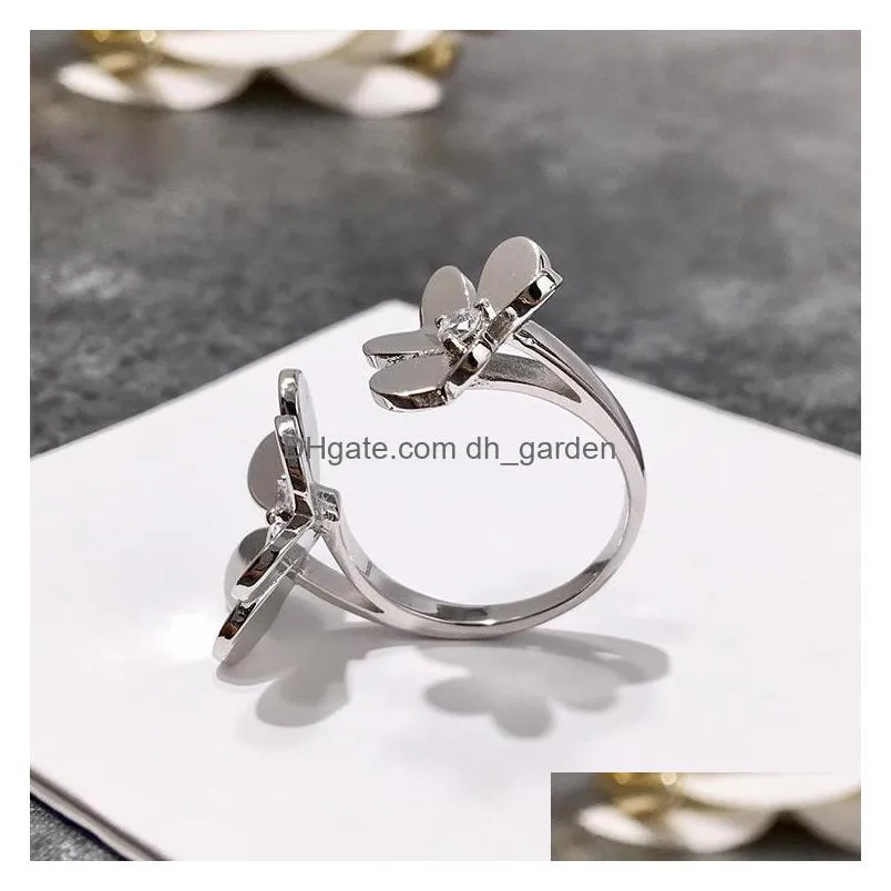 cluster rings cubic zircon flower for women trendy luxury environmental copper crystal statement party accessories