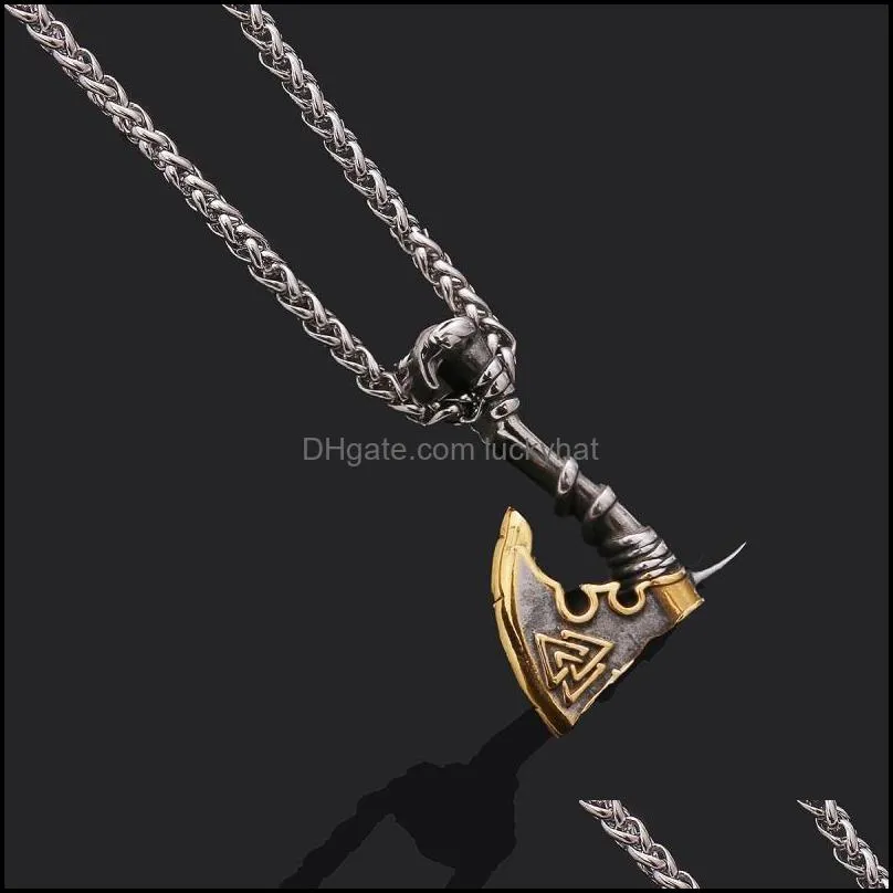 pendant necklaces  ornament hip hop necklace stainless steel axe crossborder titanium orchid chain menvikingpendant