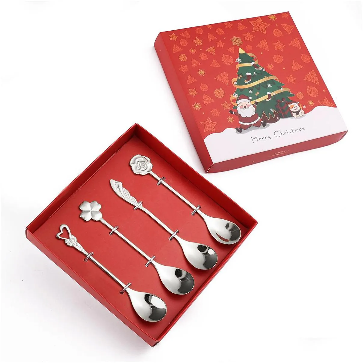 christmas gift box set coffee dessert spoon stainless steel spoon fork sets