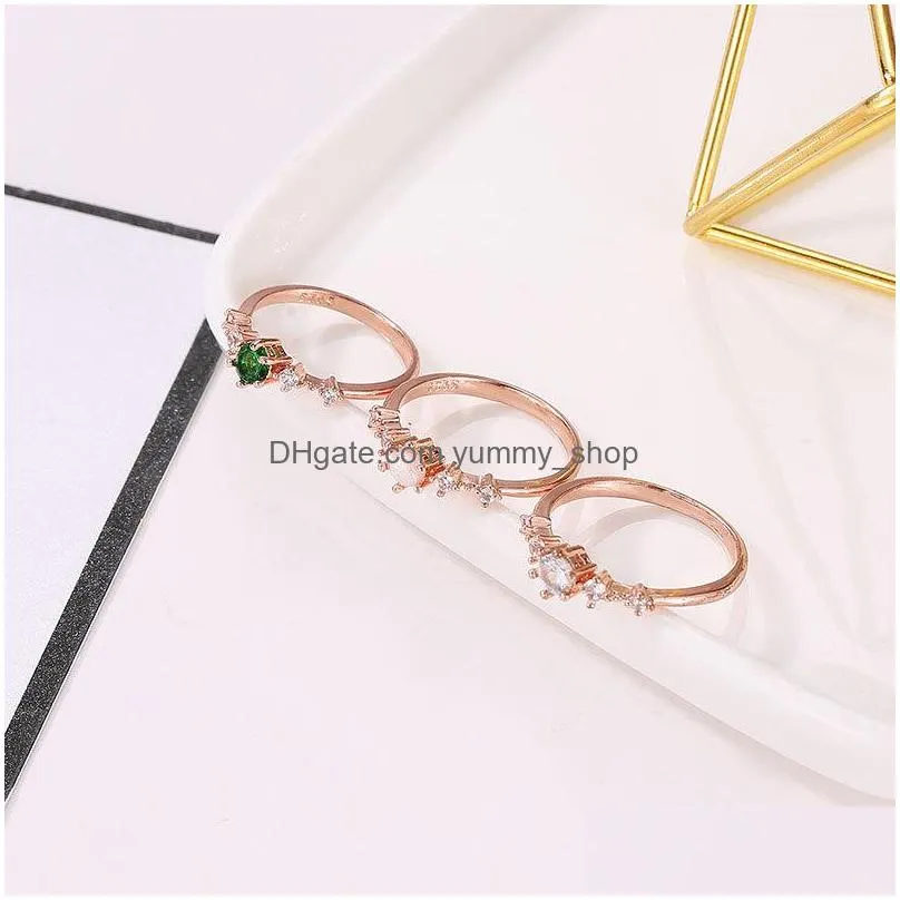 fashion jewelry womens simple diamond ring copper tail ring