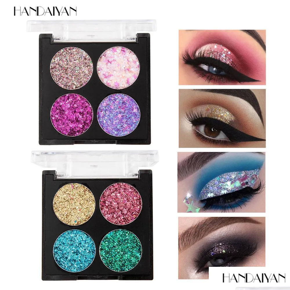 2019 handaiyan 4 colors glitter mix eyeshadow tonessshimmer andduochrome different eye makeup eyeshadow in stock with gift