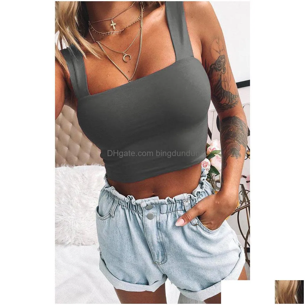 textile womens solid color sexy vest casual crop top inventory wholesale