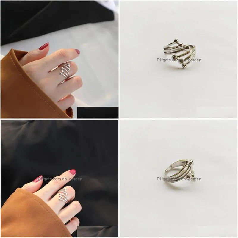 cluster rings 1pc very thin authentic s925 sterling silver fine jewelry beads ball lucky open ring adjustable j300
