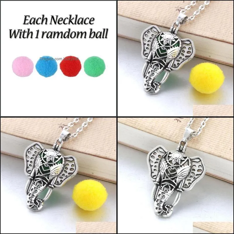 pendant necklaces elephant aroma diffuser necklace vintage magnet lockets perfume  oil with pads 041019pendant