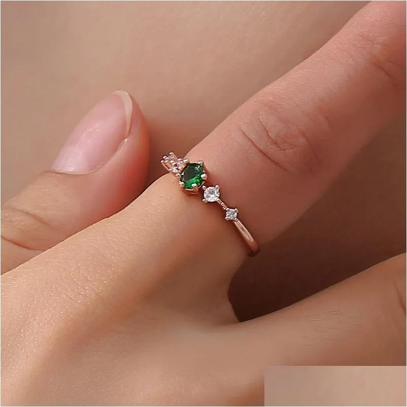 fashion jewelry womens simple diamond ring copper tail ring