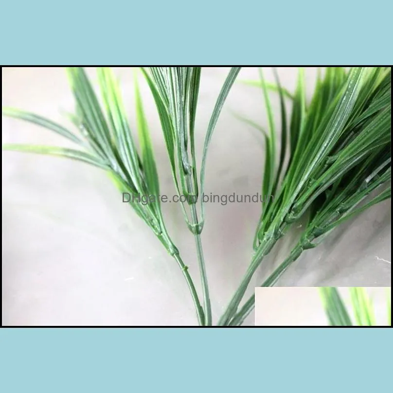 7 fork spring grass green artificial leaf plastic simulation foliage for wedding decorations flower fashionable room ornament tool 1 4xg