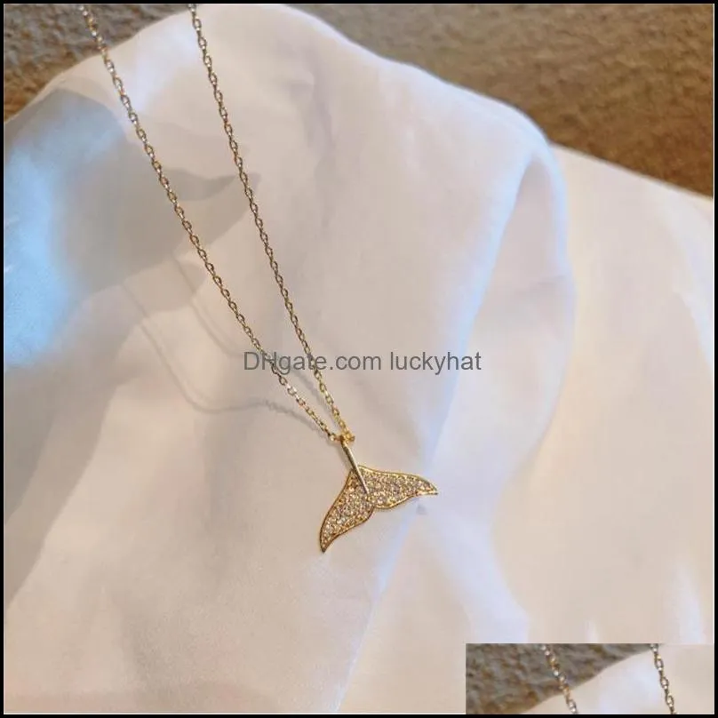 pendant necklaces creative simple mermaid tail zircon necklace for women couples korean fashion party jewelry make girl gift