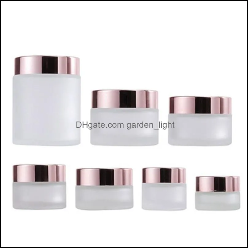5g100g frosted glass cream jar clear cosmetic bottle lotion lip balm container with rose gold lid packing bottles