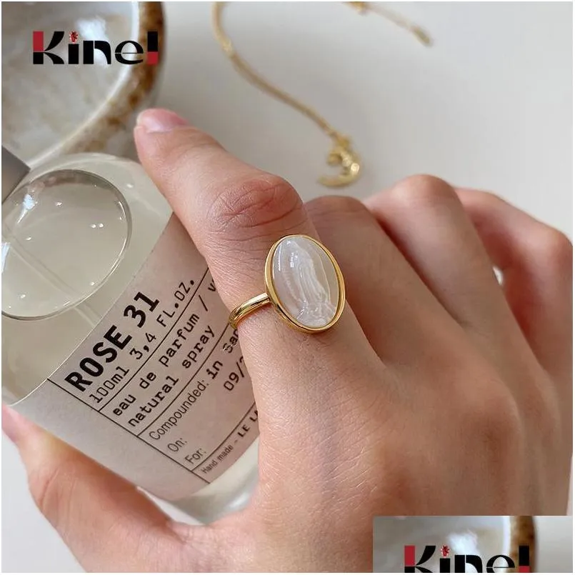 cluster rings kinel 925 sterling silver 18k gold shell two tones style korea ins irregular for women party anniversary fine jewelr