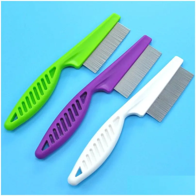 cat dog grooming supplies pets flea combs fine tooth stainless steel needle hair comb deworming catching lice grate animal care hy0461