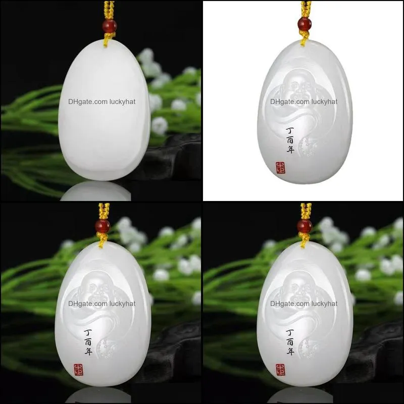 pendant necklaces factory wholesale xinjiang afghanistan white jade big belly smiling buddha mens and womens maitreya penpendant