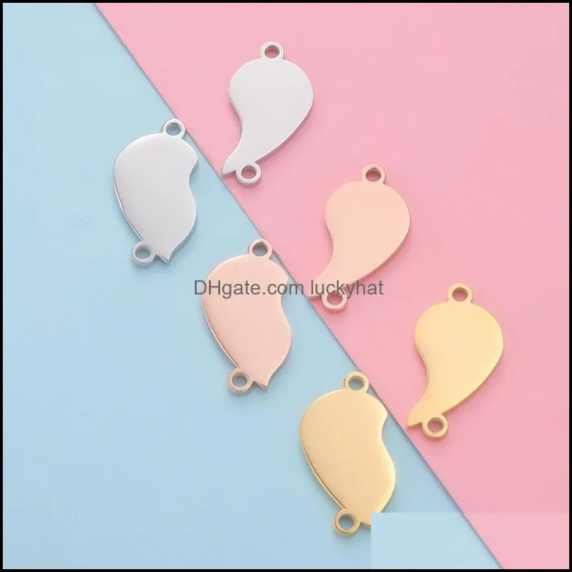 charms 10pair heart couple pendant stainless steel mirror polish handmade friendship love pendants for diy necklacecharms