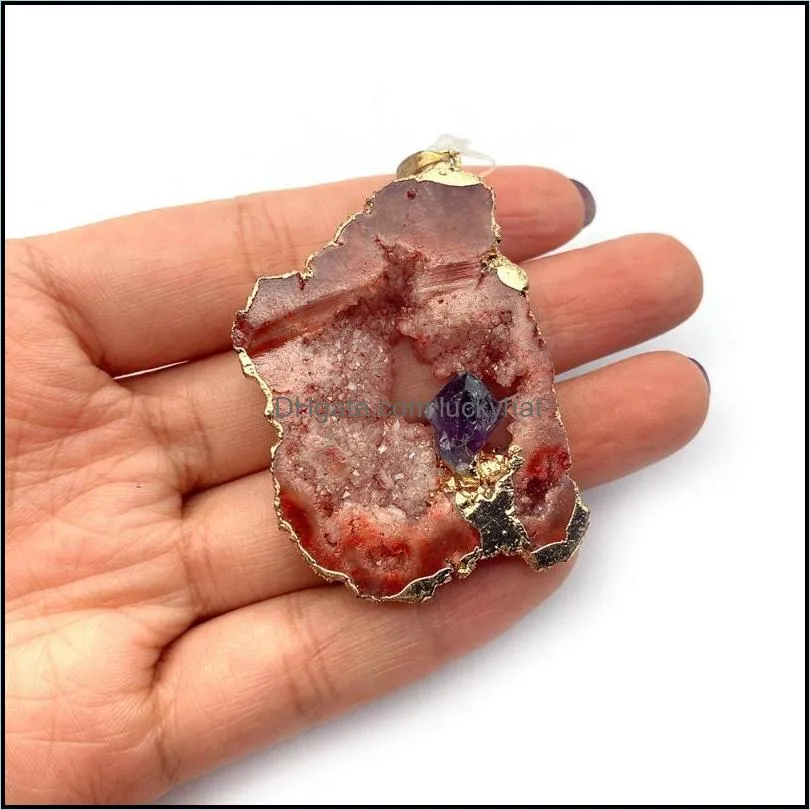 charms irregular shape crystal pendant natural semiprecious stone for diy necklace jewelry making woman accessories wholesalecharms