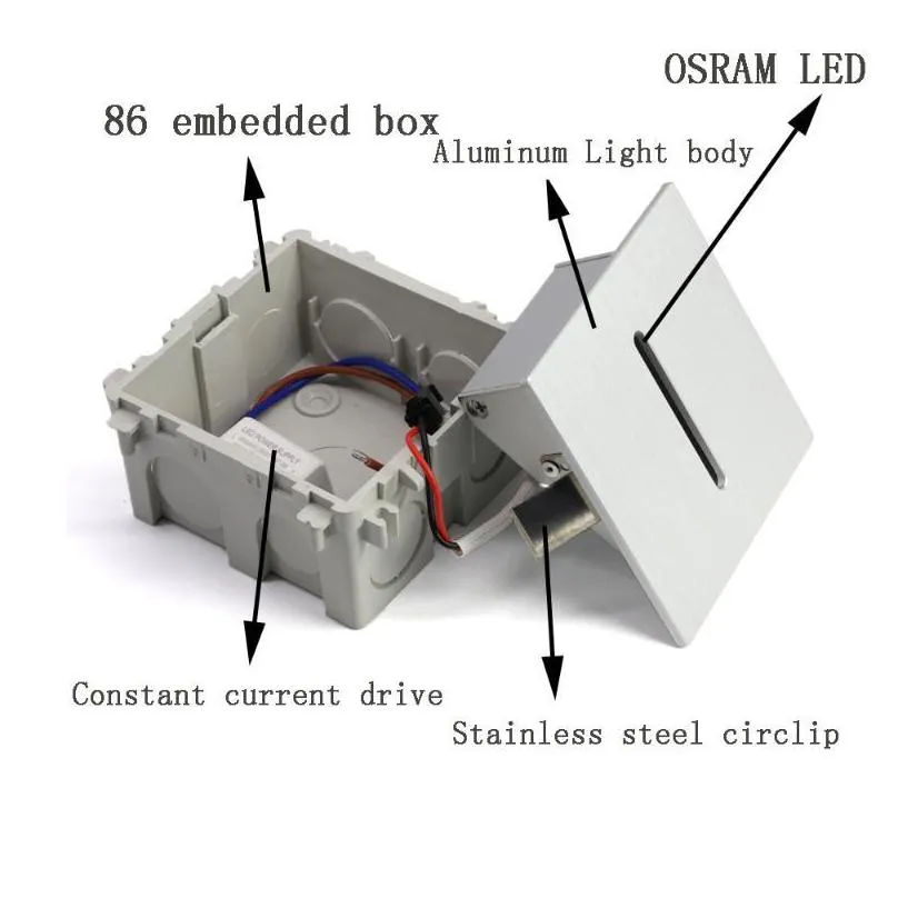 led stair light square indoor wall lamp 3w recessed step pathway corner lamps ac85265v stairway aisle