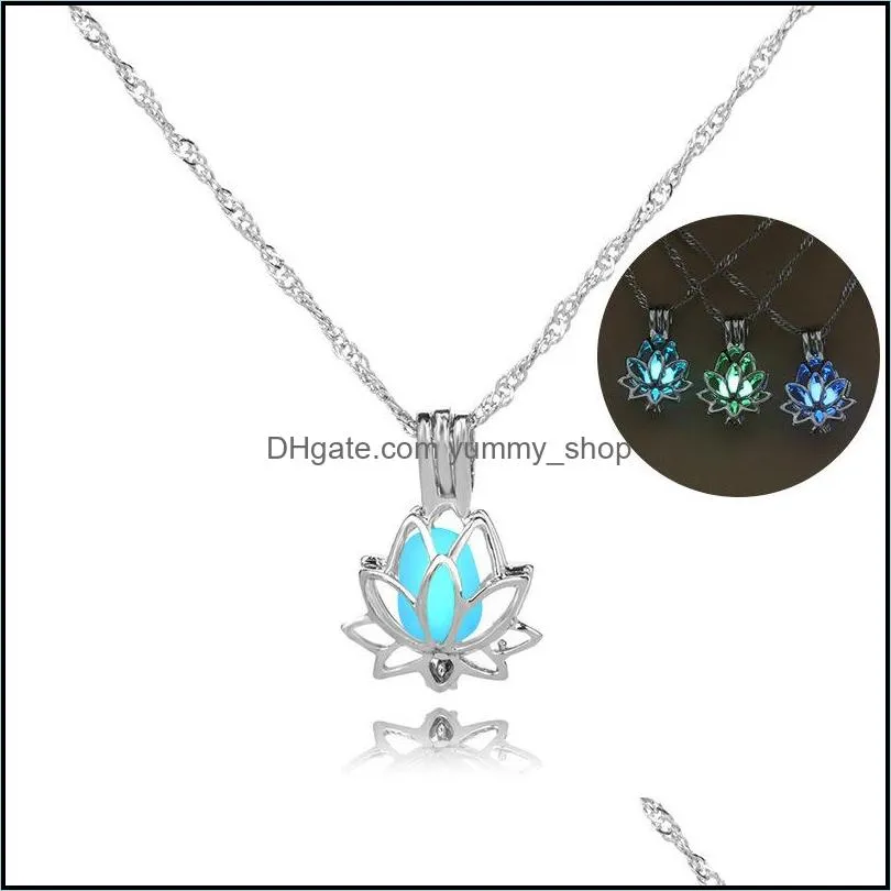 luminous necklaces with lotus pendant necklace for women fashion unique luminous necklace