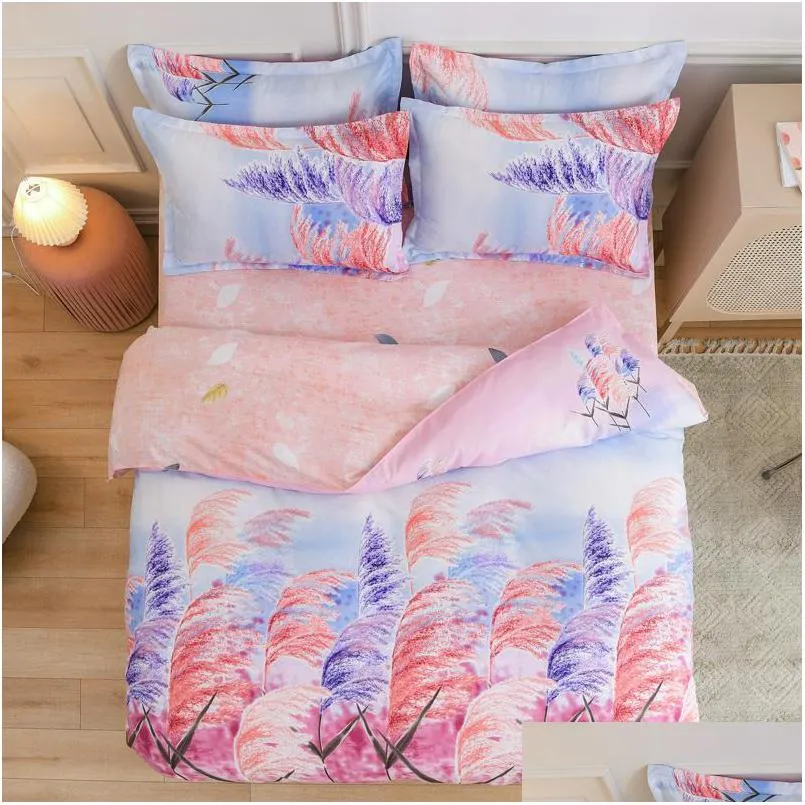 bedding sets set plant cashmere with duvet cover bed sheet pillowcase teen single 3/ 4pcs