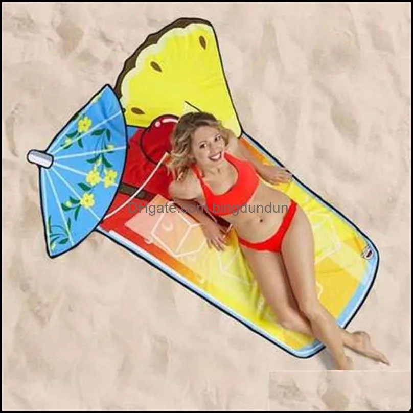  beach towel foldable lawn picnic mat outdoors portable irregular towels food fruits shape