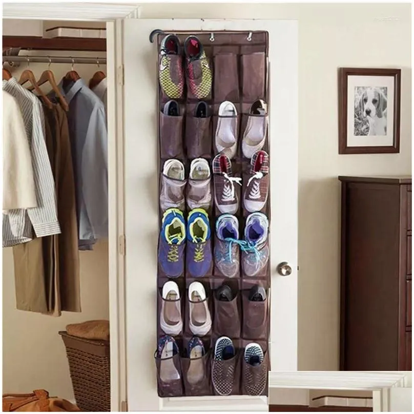 storage boxes 24 pocket non woven hanging bag door holder home shoes organizing with hooks space saver